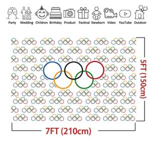 7x5ft Olympic Sport Backdrop Olympic Rings International Banner Photography Backdrops Countries for Classroom Garden Grand Opening Sports Clubs Party Events Decorations Photo Background Vinyl