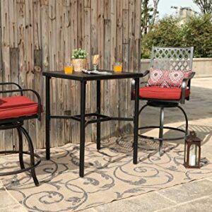 PHI VILLA Patio Outdoor Swivel Bar Stools Set of 4, Patio Bar Height Bistro Dining Chairs All Weather Metal Garden Furniture Sets with Cushion and Armrest, Red