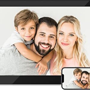 Brvatoe 15.6 Inch Easy WiFi Digital Picture Frame, 1920x1080 FHD Touch Screen, Effortless to USE, Share Photos and Videos Instantly via Email or App, Large Digital Photo Frame with 16GB Storage