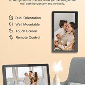 Brvatoe 15.6 Inch Easy WiFi Digital Picture Frame, 1920x1080 FHD Touch Screen, Effortless to USE, Share Photos and Videos Instantly via Email or App, Large Digital Photo Frame with 16GB Storage