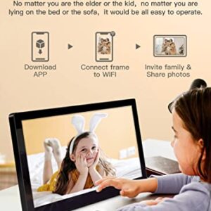 Brvatoe 15.6 Inch Easy WiFi Digital Picture Frame, 1920x1080 FHD Touch Screen, Effortless to USE, Share Photos and Videos Instantly via Email or App, Large Digital Photo Frame with 16GB Storage