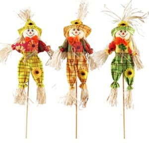 ifoyo small fall harvest scarecrow decor, 3 pack happy christmas decorations 15.75 inch scarecrow christmas decoration for garden, home, yard, porch, thanksgiving decor