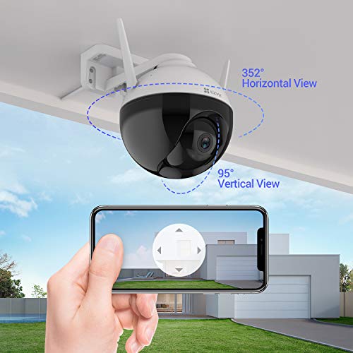 EZVIZ Outdoor Camera Pan/Tilt/Zoom, 360° Visual Coverage, 1080P WiFi Security Cam, IP65 Waterproof, Color Night Vision, AI-Powered Person Detection, Support MicroSD Card up to 256GB | C8C