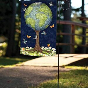 Toland Home Garden 119147 Earth Tree Earth Flag 12x18 Inch Double Sided Earth Garden Flag for Outdoor House Globe Flag Yard Decoration