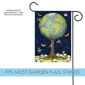 Toland Home Garden 119147 Earth Tree Earth Flag 12x18 Inch Double Sided Earth Garden Flag for Outdoor House Globe Flag Yard Decoration
