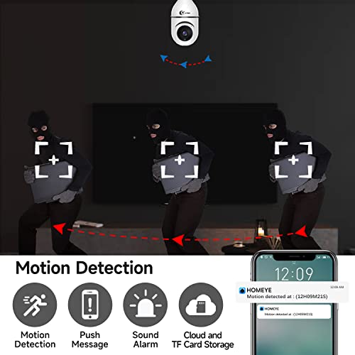 XVIM 3MP Security Light Bulb Camera, Wireless 2.4Ghz WiFi Light Bulb Security Camera, Pan/Tilt Bulb Camera with Night Vision, Human Detection