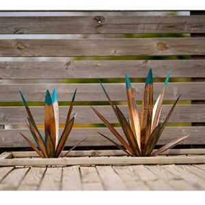 tequila rustic sculpture, 2pack diy rustic hand painted metal agave, metal agave plant home decor, garden yard sculpture lawn home art decoration statue, garden ornaments outdoor decor (small)