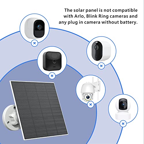 5W Solar Panel for Security Cameras Wireless Outdoor, Compatible with Rechargeable Battery Security Camera, Continuous Solar Power for Outdoor Security Camera, IP 65 Waterproof