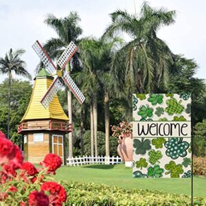 Welcome St Patrick's Day Garden Flag Vertical Double Sided, Spring Shamrock Holiday Yard Outdoor Decoration 12 x 18 Inch