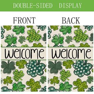 Welcome St Patrick's Day Garden Flag Vertical Double Sided, Spring Shamrock Holiday Yard Outdoor Decoration 12 x 18 Inch