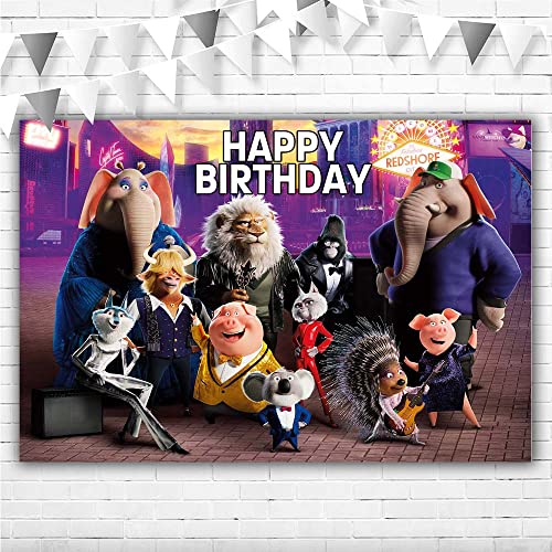 Similar Happy Birthday Sing 2 Theme Backdrop for Birthday Party Supplies 5x3ft Sing Movie Birthday Banner for Kids Vinyl Sing 2 Movie Backdrops for Party Wall Decor, One Size