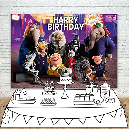 Similar Happy Birthday Sing 2 Theme Backdrop for Birthday Party Supplies 5x3ft Sing Movie Birthday Banner for Kids Vinyl Sing 2 Movie Backdrops for Party Wall Decor, One Size