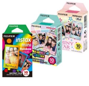 fujifilm instax mini film rainbow – staind glass – shiny star film -10 sheets x 3 assort (taketori store original goods with instructions)