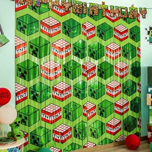 bupelo pixel game themed party supplies,4 pack creeper & tnt tinsel foil fringe curtains,miner themed photo booth prop backdrop streamer,miner crafting birthday party decorations,room decor for kids