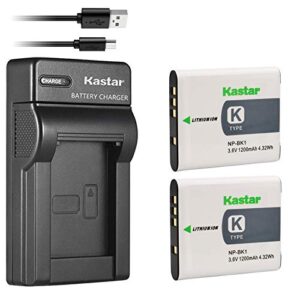 kastar battery (x2) & slim usb charger for sony np-bk1, npbk1 and cybershot dsc-w180, dsc-w190, dsc-w370, dsc-s750, dsc-s780, dsc-s950, dsc-s980, webbie mhs-cm1 hd, mhs-pm1, mhs-pm5, bloggie mhs-cm5