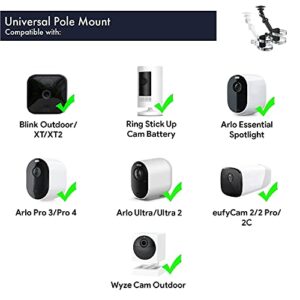 Wasserstein 2-in-1 Universal Pole Mount for Camera & Solar Panel Compatible with Wyze, Blink, Ring, Arlo, Eufy Camera (Black) - Mount Only, Solar Panel and Camera Not Included