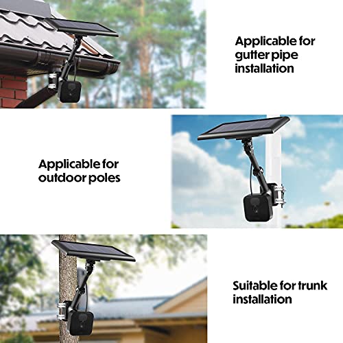 Wasserstein 2-in-1 Universal Pole Mount for Camera & Solar Panel Compatible with Wyze, Blink, Ring, Arlo, Eufy Camera (Black) - Mount Only, Solar Panel and Camera Not Included