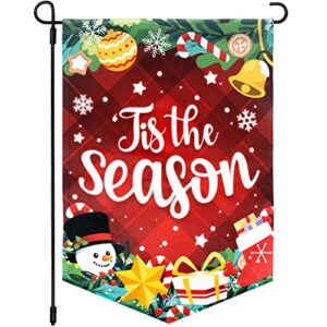 christmas garden flag – christmas flags for outside 12×18 double sided – christmas flag weather resistant – artist rendered christmas yard flag- winter yard decorations holiday banners outdoor