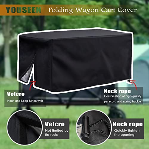 YOUSEEN Folding Wagon Cover, Garden Wagon Covers, D22 x W38 x H20, High Density Waterproof,Utility Wagon Cart Cover (Cover only) Black