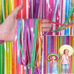 Colorful Foil Fringe Curtain Backdrop (2 Pack) - 6.6 x 3.3 ft Photo Booth Backdrop Curtain for Parties - Tinsel Curtain Fringe Backdrop Party Decorations for Birthday, Wedding or Bachelorette Party