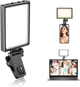 eicaus rechargeable selfie light with clip and adapter for phone＆camera-perfect for tiktok, selfie, video conference-compatible with iphone,android,ipad,laptop-portable led light for photos and videos