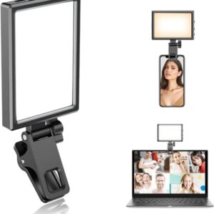 Eicaus Rechargeable Selfie Light with Clip and Adapter for Phone＆Camera-Perfect for TikTok, Selfie, Video Conference-Compatible with iPhone,Android,iPad,Laptop-Portable LED Light for Photos and Videos