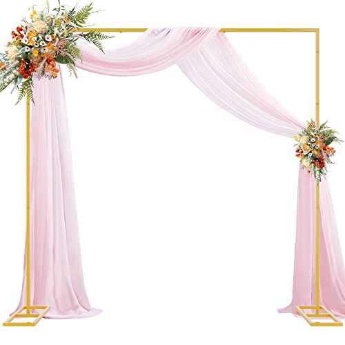 Wokceer 8x8FT Backdrop Stand Heavy Duty Pipe and Drape Kit with Base, Square Adjustable Backdrop Stand for Wedding Birthday Party Photo Booth Background Photography Exhibition Decoration