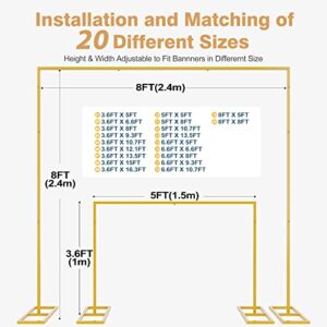 Wokceer 8x8FT Backdrop Stand Heavy Duty Pipe and Drape Kit with Base, Square Adjustable Backdrop Stand for Wedding Birthday Party Photo Booth Background Photography Exhibition Decoration