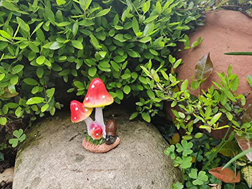 MUAMAX Miniature Mushrooms Snail Fairy Garden Mushroom Fairy Garden Accessories Small Mushroom Figurine Bonsai Craft Decro Micro Landscape Ornaments