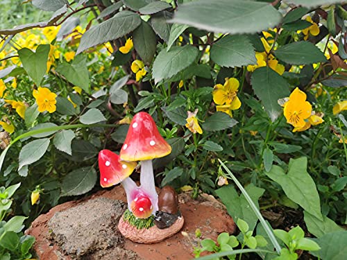 MUAMAX Miniature Mushrooms Snail Fairy Garden Mushroom Fairy Garden Accessories Small Mushroom Figurine Bonsai Craft Decro Micro Landscape Ornaments