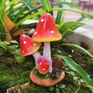 MUAMAX Miniature Mushrooms Snail Fairy Garden Mushroom Fairy Garden Accessories Small Mushroom Figurine Bonsai Craft Decro Micro Landscape Ornaments