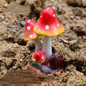 MUAMAX Miniature Mushrooms Snail Fairy Garden Mushroom Fairy Garden Accessories Small Mushroom Figurine Bonsai Craft Decro Micro Landscape Ornaments