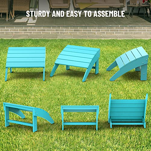 OTSUN Adirondack Ottoman for Adirondack Chair, Footrest for Lounge Chair, Premium HDPE All Weather Resistant for Outdoor, Porch, Yard, Garden, 23.6" L x 21.7" W x 15.3" H, Light Blue