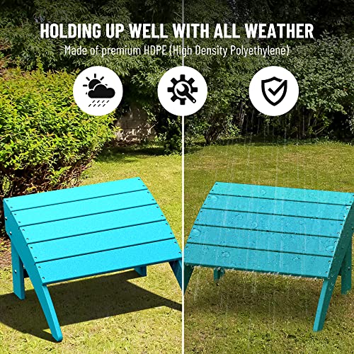 OTSUN Adirondack Ottoman for Adirondack Chair, Footrest for Lounge Chair, Premium HDPE All Weather Resistant for Outdoor, Porch, Yard, Garden, 23.6" L x 21.7" W x 15.3" H, Light Blue