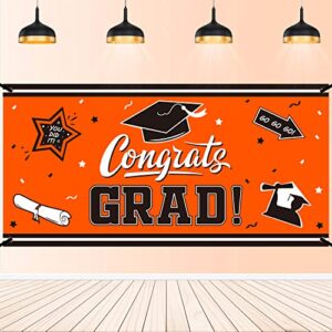 graduation backdrop banner orange large congrats grad party supplies decorations photography background for 2022 graduation party