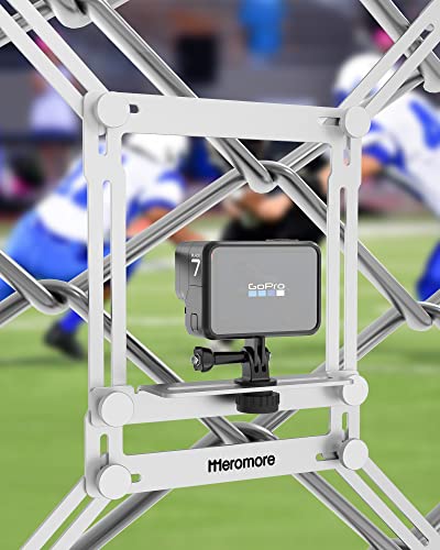 Meromore Fence Mount - Action Camera Aluminum Fence Mount for GoPro, iPhone, Phones, Digital Camera, Ideal Backstop Camera Fence Clip for Recording Baseball, Softball, Football Games