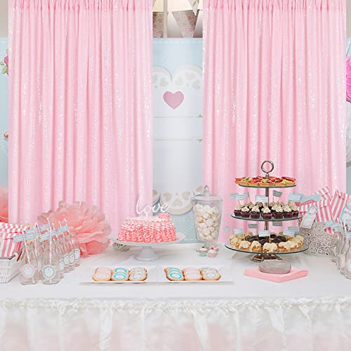 Pink Sequin Backdrop 2 Panels 2FTx8FT Birthday Party Backdrop Curtains Glitter Baby Shower Backdrop Pink Backdrop