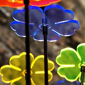 sun catcher garden decor glowing double blossoms ornaments 5 garden stakes 25cm/9.8 inches high indoor outdoor yard accessory gardeners gift, colour:mixed colours