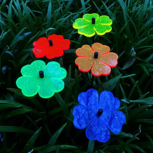 Sun Catcher Garden Decor Glowing Double Blossoms Ornaments 5 Garden Stakes 25cm/9.8 inches high Indoor Outdoor Yard Accessory Gardeners Gift, Colour:Mixed Colours