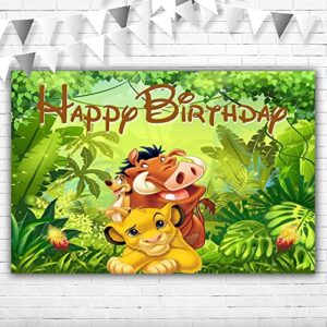 Lion King Backdrop for Birthday Party 5x3ft Jungle Safari Happy Birthday Background Lion King Backdrop for Boy 1st Birthday Vinyl Lion King First Birthday Banner for Party Decorations