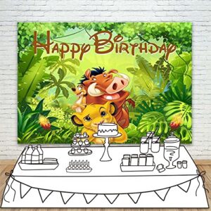 Lion King Backdrop for Birthday Party 5x3ft Jungle Safari Happy Birthday Background Lion King Backdrop for Boy 1st Birthday Vinyl Lion King First Birthday Banner for Party Decorations