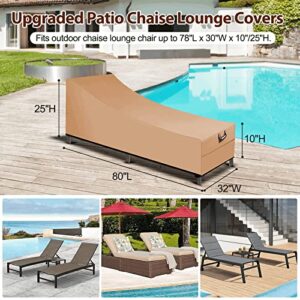 QH.HOME Waterproof Chaise Lounge Cover 900D Heavy Duty - 1 Pack Outdoor Patio Lounge Chair Cover Strong Tear Resistance, Fade UV Resistant Patio Furniture Covers with Air Vent 80" L x 32" W x 25" H