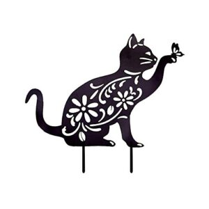 ss sunsbell garden decor, cat planter acrylic stakes lawn art cat silhouette themed gifts for women outdoor home decor cutouts black cat figurine for cat lovers outdoor lovers