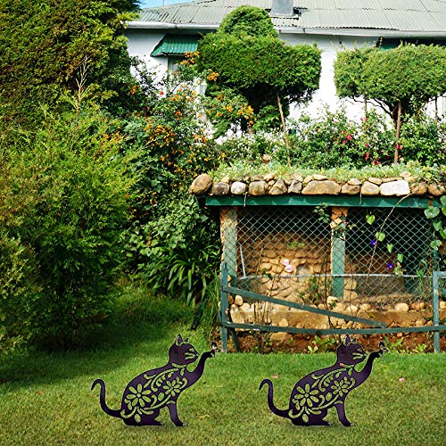 SS SUNSBELL Garden Decor, Cat Planter Acrylic Stakes Lawn Art Cat Silhouette Themed Gifts for Women Outdoor Home Decor Cutouts Black Cat Figurine for Cat Lovers Outdoor Lovers