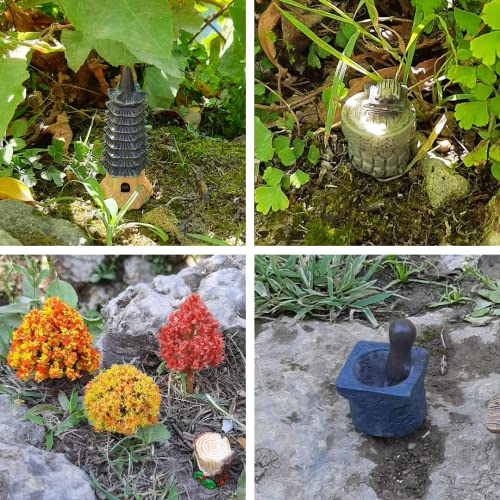 Miniature Fairy Garden Accessories Outdoor, Terrarium Fairy Garden Supplies Kit, Zen Garden Accessories, Tiny Figurines Set, Micro Ornaments Kit, Miniatures Dollhouse Decorating, Japanese Desk Top