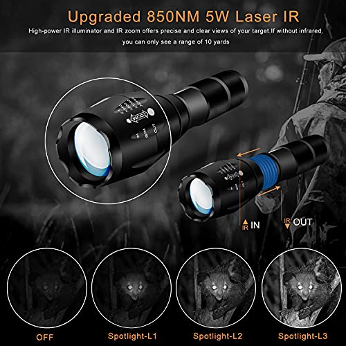 BESTSIGHT Night Vision Scope,DIY Night Vision(Day and Night),Quick Installation Barrle,5" Display Screen with 5w 850nm Infrared Illuminator,View 200m in Night,for 38-44mm Eyepiece Scope（Optic Sight）