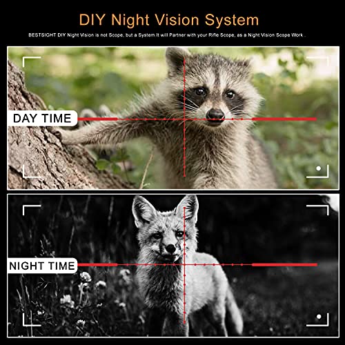 BESTSIGHT Night Vision Scope,DIY Night Vision(Day and Night),Quick Installation Barrle,5" Display Screen with 5w 850nm Infrared Illuminator,View 200m in Night,for 38-44mm Eyepiece Scope（Optic Sight）