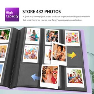 432 Pockets Photo Album for Fujifilm Instax Mini Camera, Polaroid Snap PIC-300 Z2300 Instant Camera, 2x3 Photo Album Book for Fujifilm Instax Mini 11 12 9 Evo 90 70 40 8 7 LiPlay Instant Camera (purple)