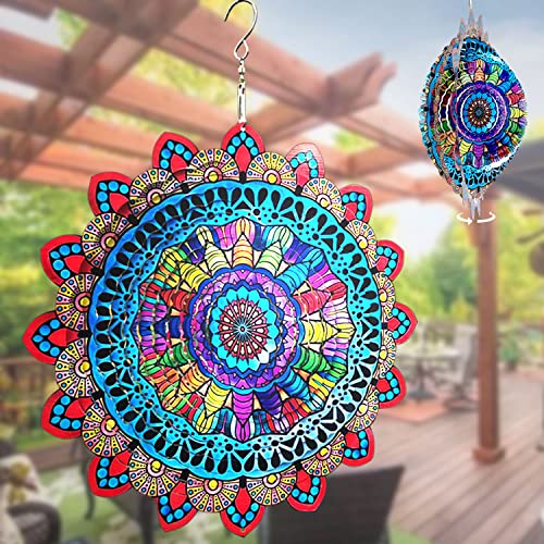 Wind Spinners for Yard and Garden 3D Metal Yard Art 360 Degree Swivel Wind Spinners Outdoor Metal Large Large Laser Cut Metal Outside Decorations for Yard Lawn Decorations Garden Decoration