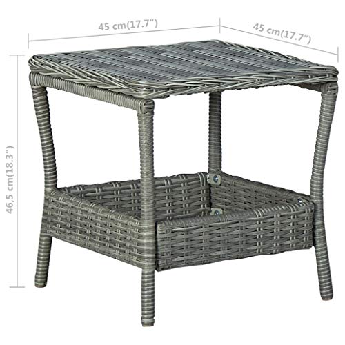 (Fast Delivery) Patio Side Table Outdoor, Small Side Table Waterproof Portable Coffee Table End Table for Garden, Porch, Balcony, Yard Garden Table Light Gray 17.7"x17.7"x18.3" Poly Rattan